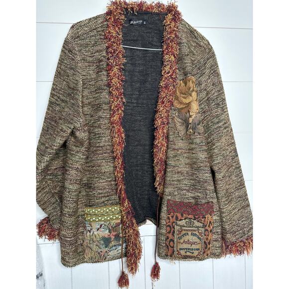Lee Andersen Vintage Tapestry Open Front Cardigan Jacket SZ 2X - Earth Tones - Picture 1 of 5